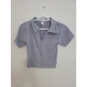 Otos Activewear Ribbed Cropped Polo Shirt YS8395 Size M